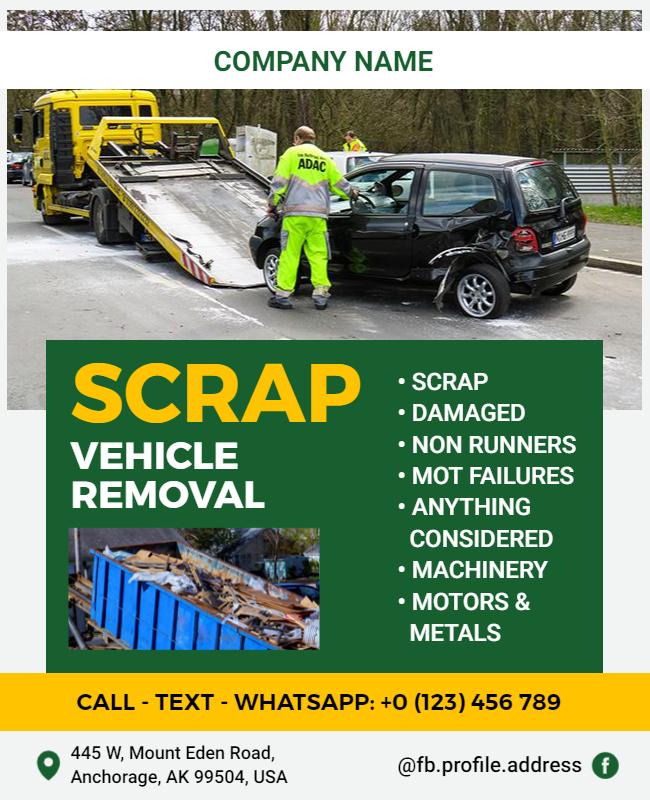 Scrap Vehicle Removal Service Flyer Template