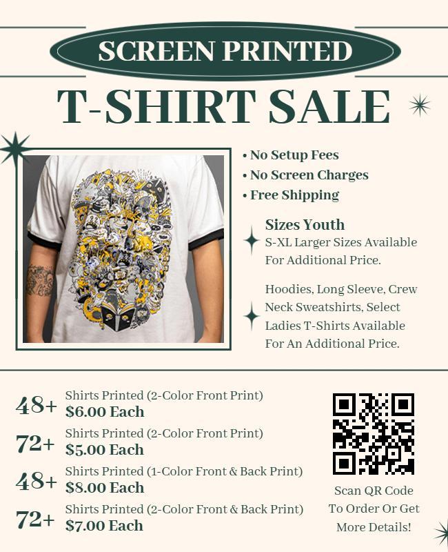Screen Printed T-Shirt Sale Promotional Flyer Template