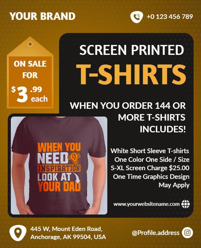 Screen Printed T Shirts Promotion Flyer Template