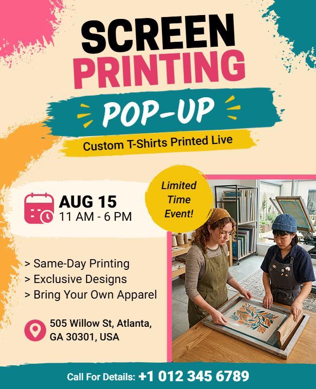 Screen Printing Pop-up Flyer Template