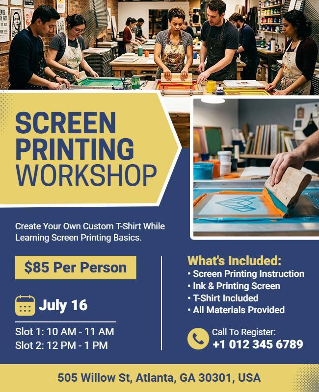 Screen Printing Workshop Flyer Template