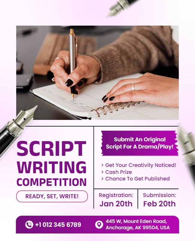 Script Writing Competition Announcement Flyer Template