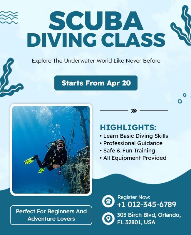 Scuba Diving Class Adventure Flyer Template