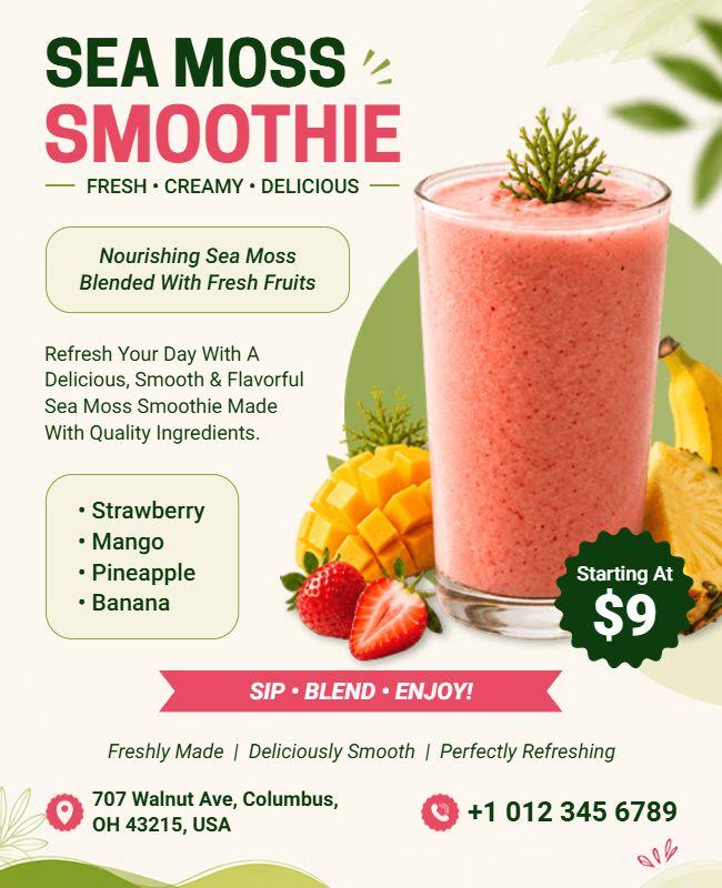 Sea Moss Smoothie Promotional Flyer Template