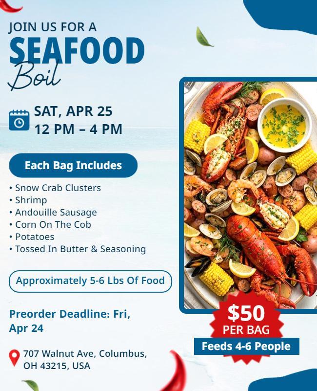 Seafood Boil Event Invitation Poster Template