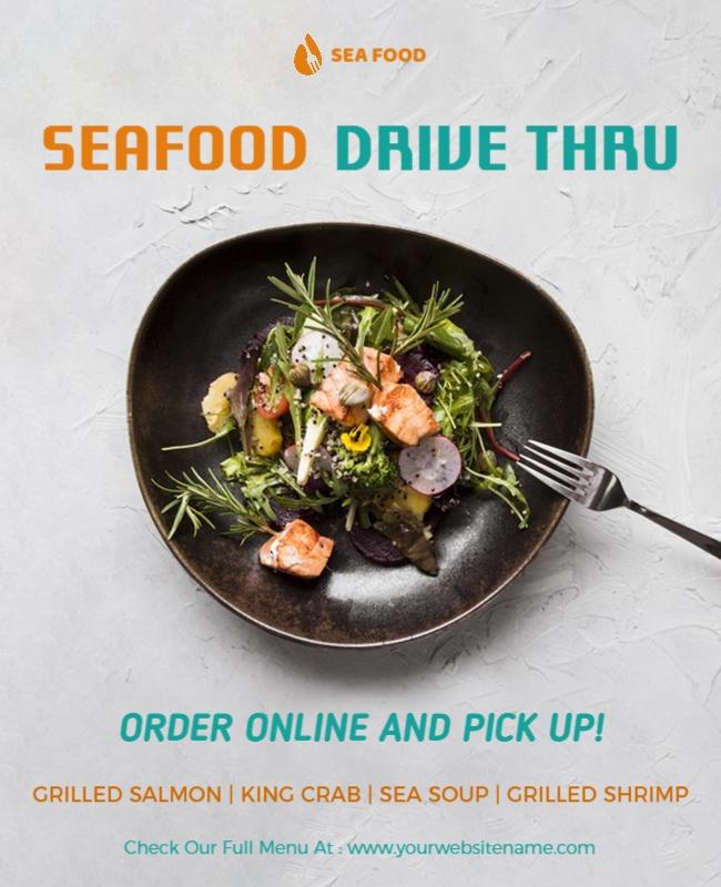 Seafood Drive Thru Online Order Flyer Template