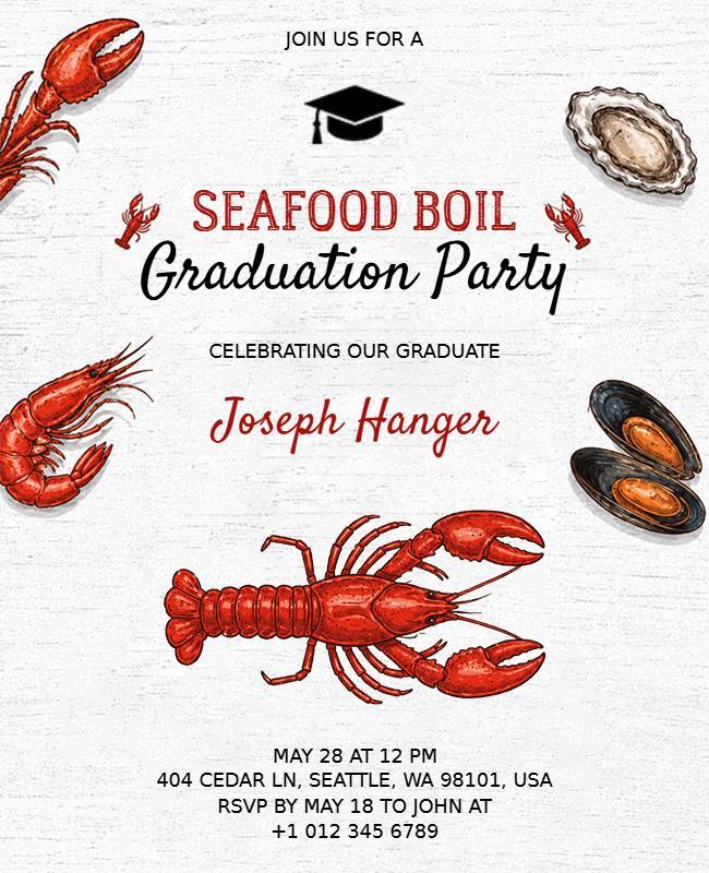 Seafood Graduation Party Flyer Template