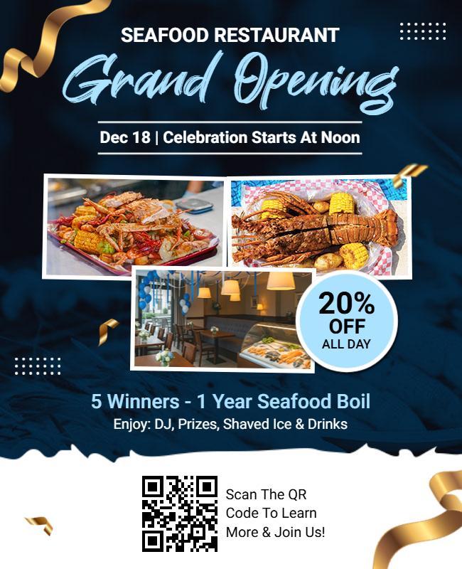 Seafood Restaurant Grand Opening Celebration Flyer Template