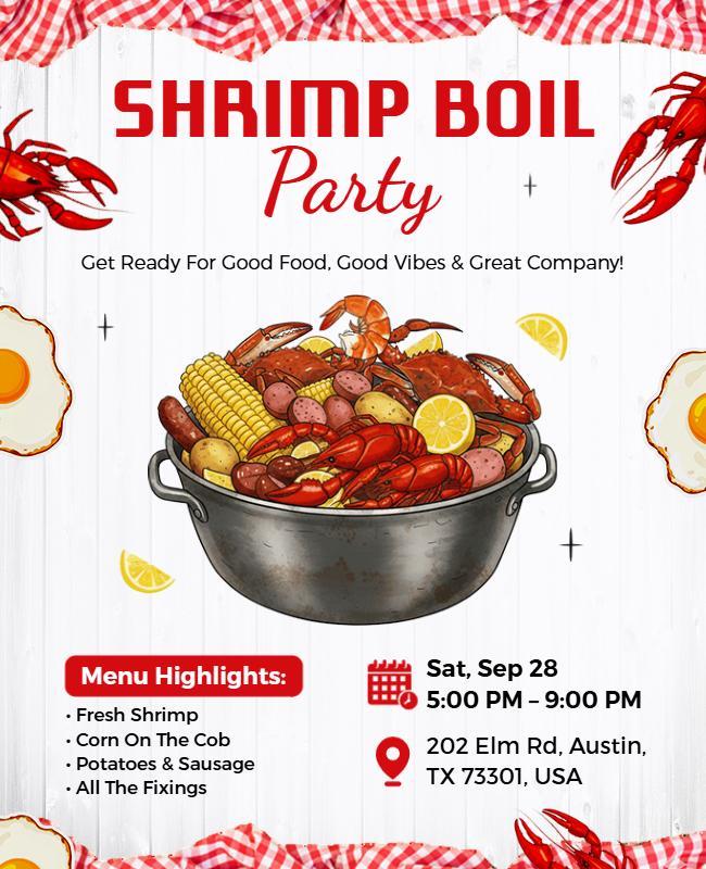 Seafood Shrimp Boil Party Celebration Flyer Template
