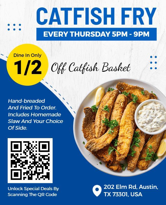 Seafood Special Catfish Fry Night Offer Flyer Template
