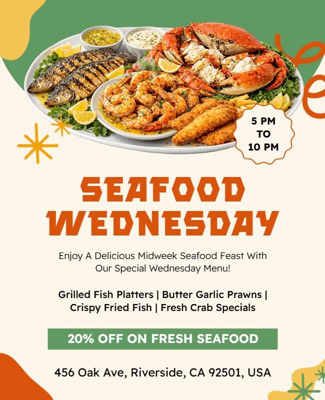 Seafood Wednesday Special Offer Poster Template