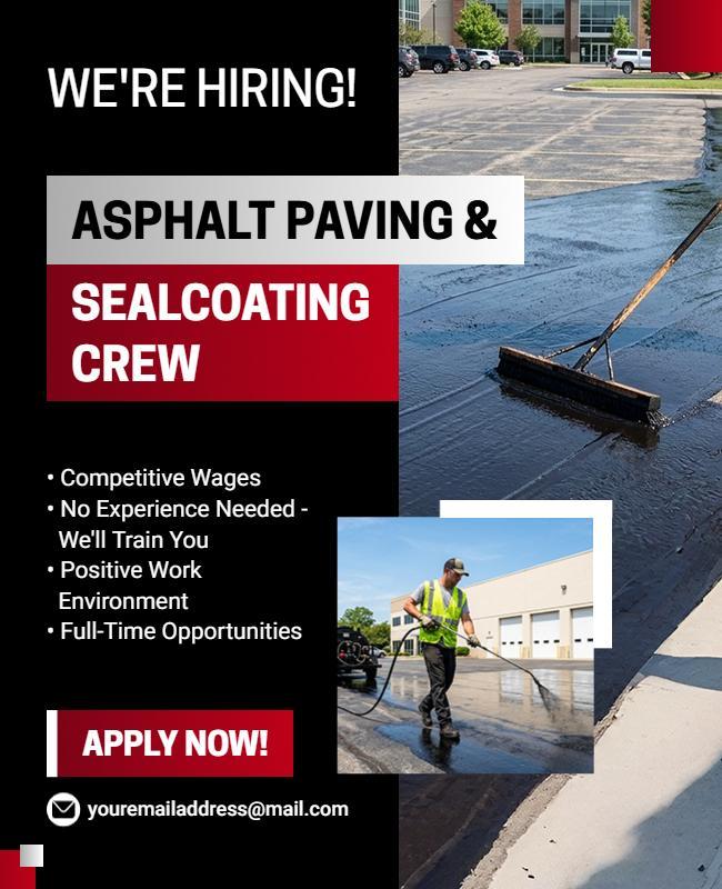 Sealcoating Crew Hiring Announcement Flyer Template