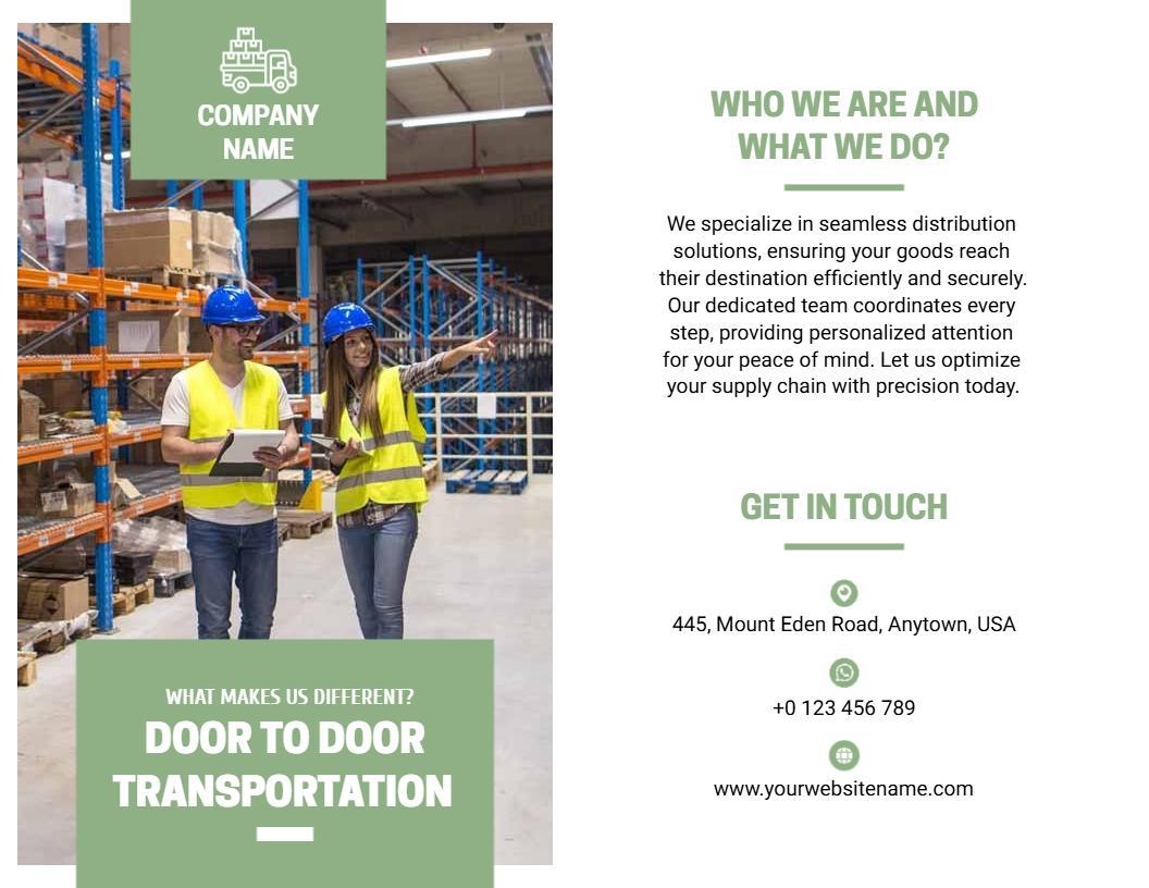 Seamless Door to Door Transportation Solutions Brochure Template