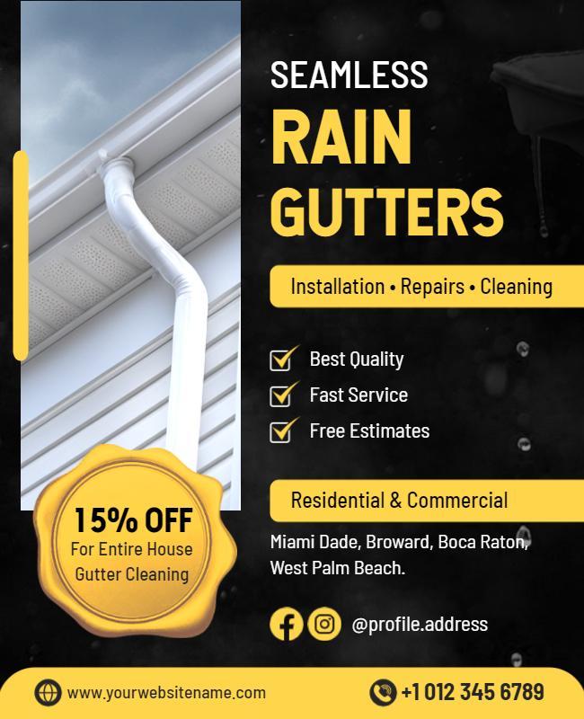 Seamless Rain Gutter Services Flyer Template