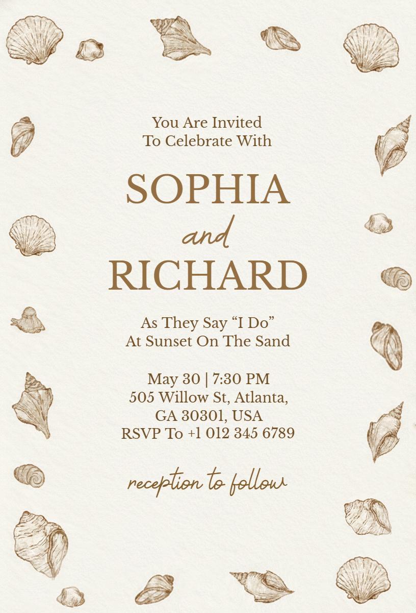 Seaside Sunset Beach Wedding Celebration Invitation Template