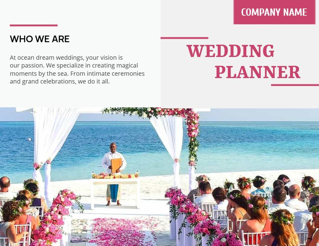 Seaside Wedding Planner Oceanfront Ceremony Brochure Template