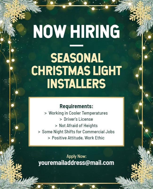 Seasonal Christmas Light Installers Hiring Flyer Template