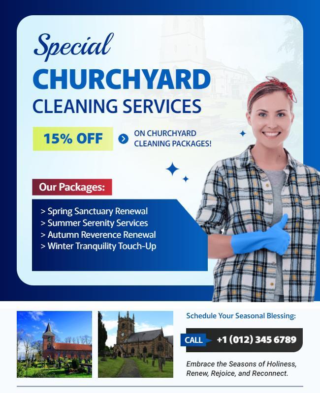 Seasonal Churchyard Cleaning Services Promotion Flyer Template