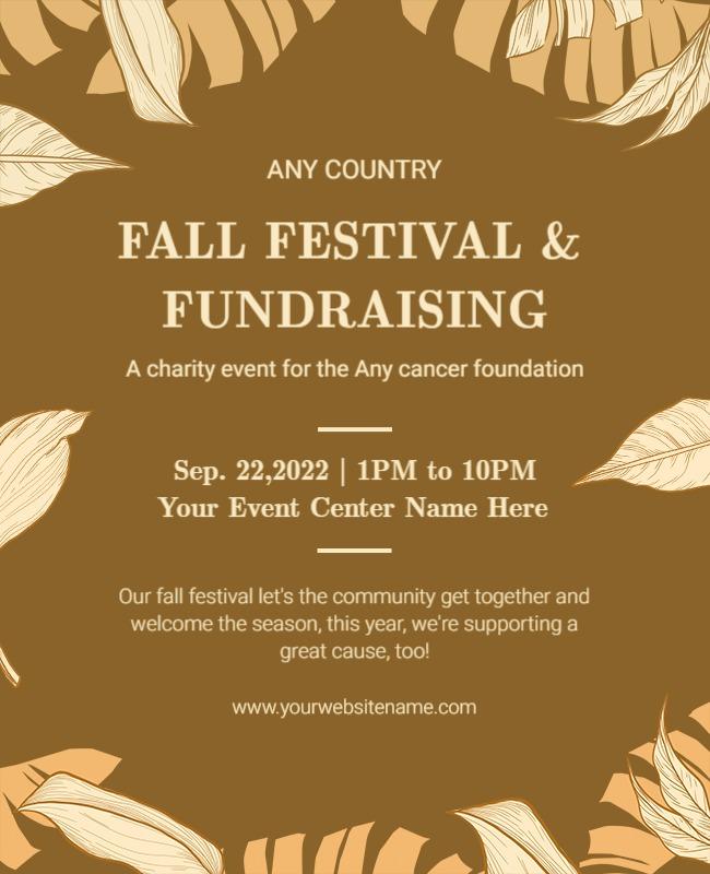 Seasonal Earth-Toned Fall Festival Fundraising Poster Template