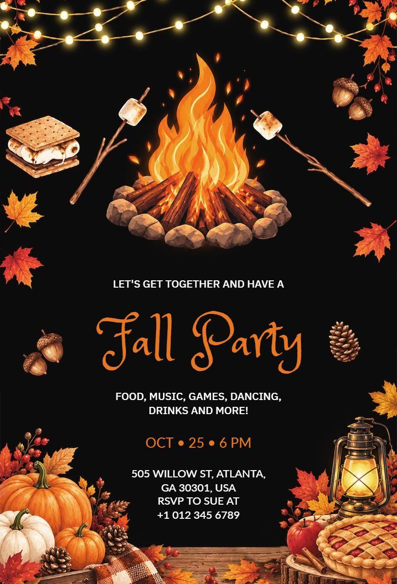 Seasonal Fall Party Invitation Template