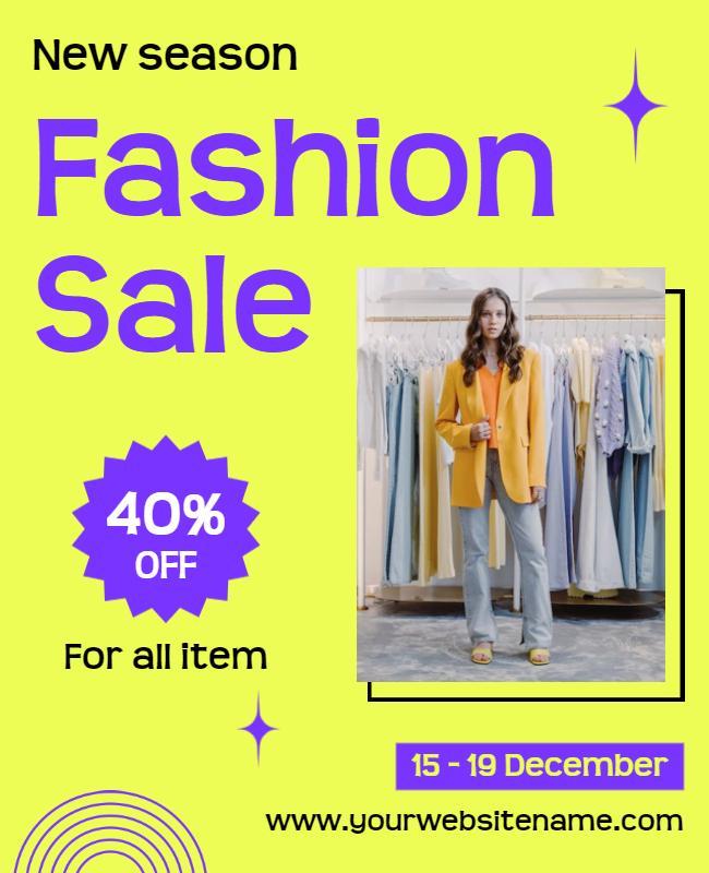 Vibrant Yellow Fashion Sale Promotion Flyer Template