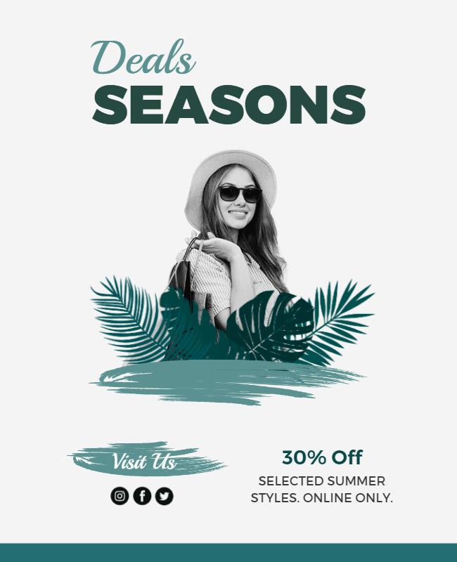 Tropical Green Summer Fashion Deals Flyer Template