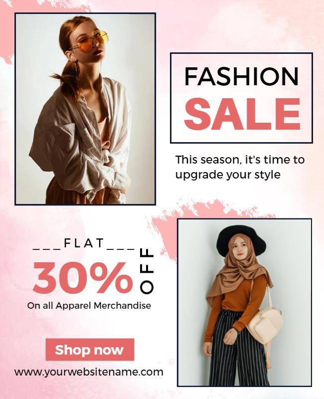 Chic Pink Fashion Sale Discount Offer Flyer Template