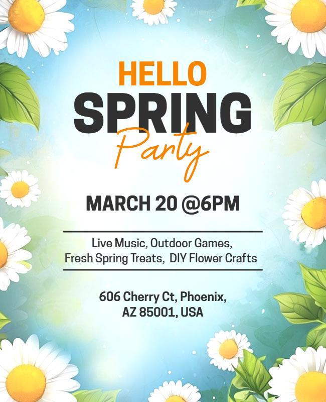 Seasonal March Spring Party Announcement Flyer Template