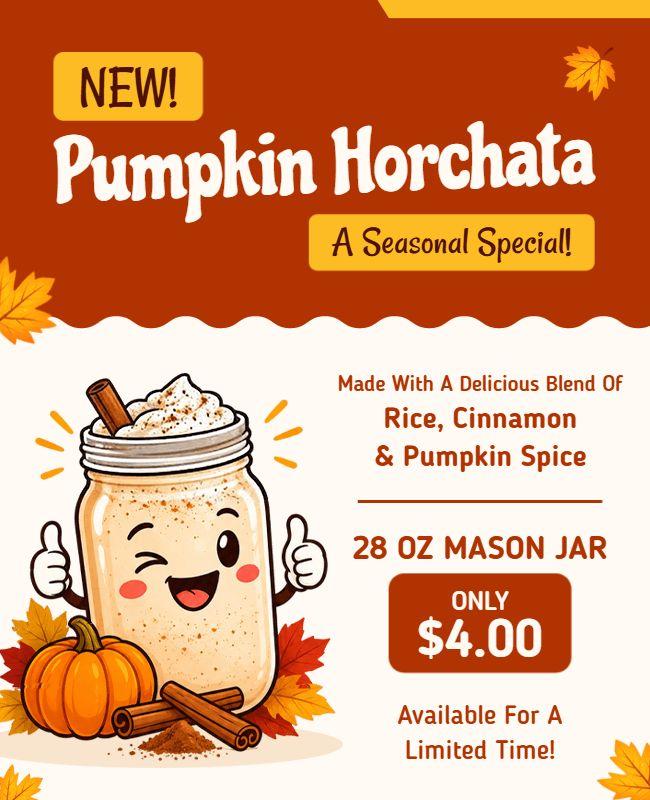 Seasonal Pumpkin Horchata Promotional Flyer Template