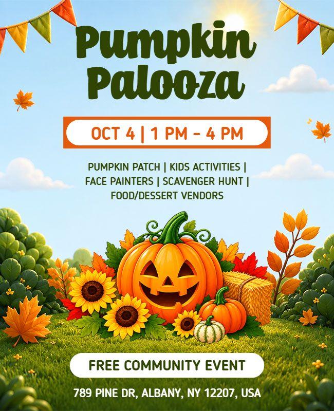 Seasonal Pumpkin Palooza Celebration Flyer Template