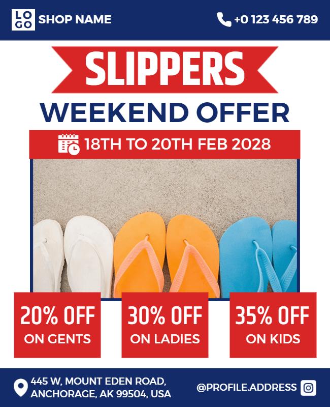 Seasonal Slipper Sale Weekend Offer Flyer Template