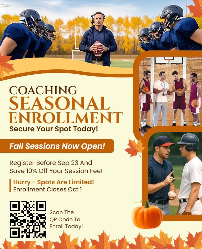 Seasonal Sports Coaching Enrollment Flyer Template