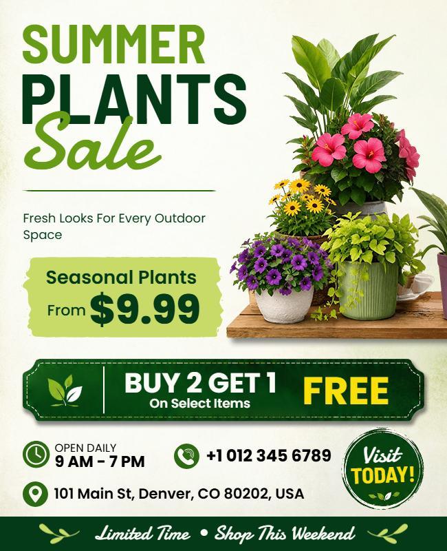 Seasonal Summer Outdoor Plants Sale Flyer Template
