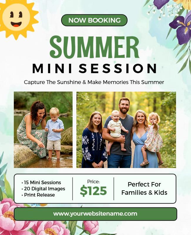 Seasonal Summer Photography Mini Session Booking Flyer Template