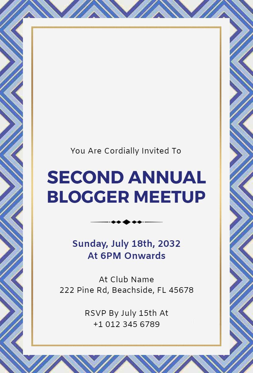 Second Annual Blogger Meetup Networking Business Invitation Template