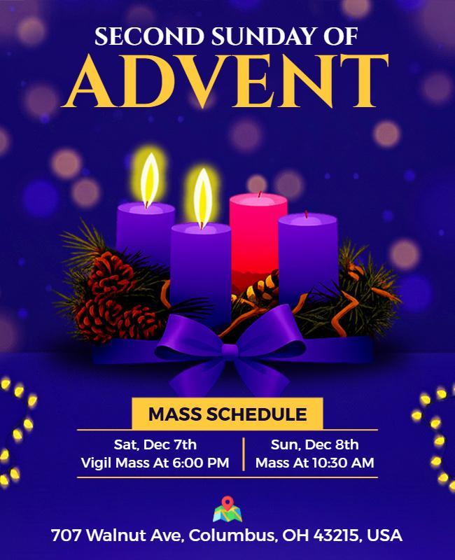 Second Sunday Advent Mass Schedule Flyer Template