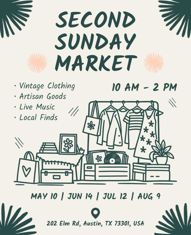 Second Sunday Community Market Event Flyer Template