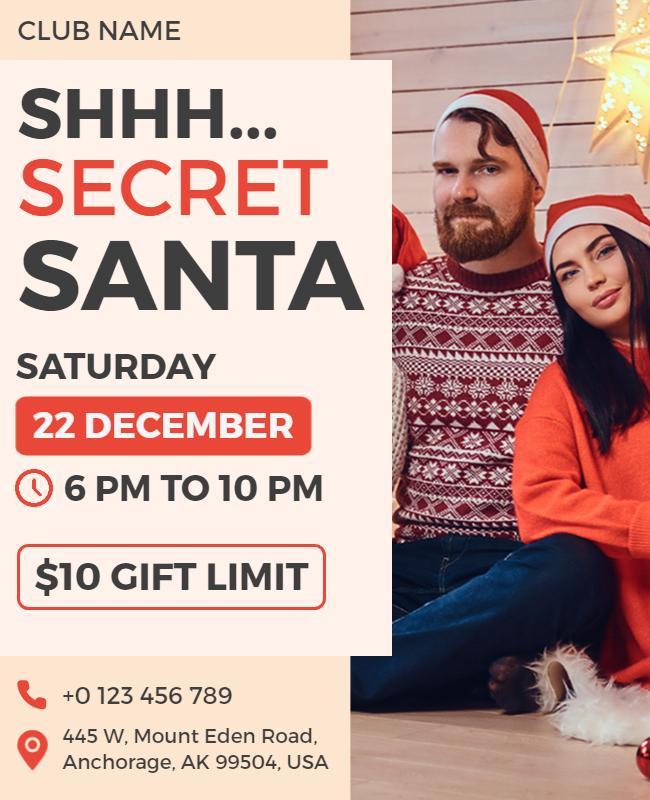 Secret Santa Christmas Event Flyer Template