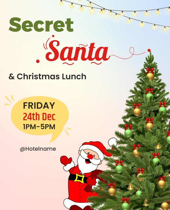 Secret Santa Christmas Lunch Event Flyer Template