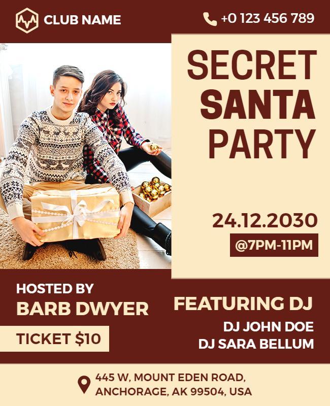 Secret Santa Christmas Party Event Flyer Template