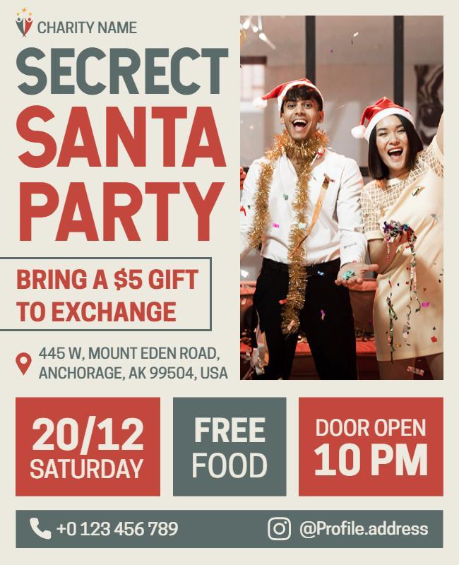 Secret Santa Christmas Party Flyer Template