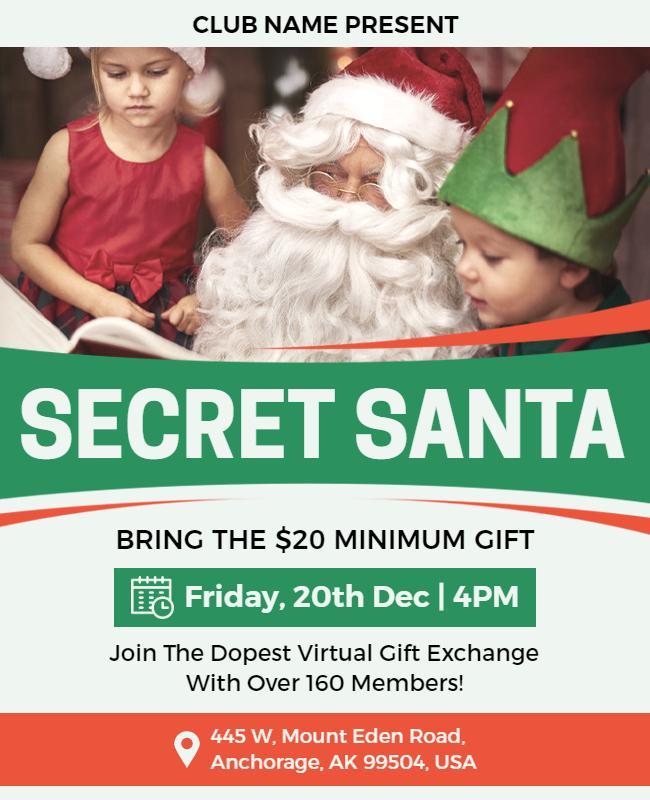 Secret Santa Gift Exchange Event Flyer Template