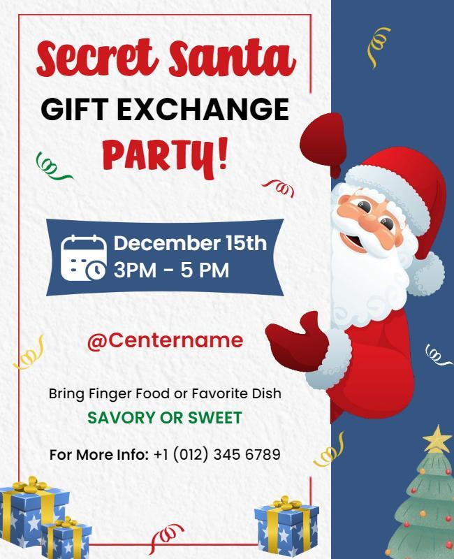 Festive Red and Green Secret Santa Gift Exchange Flyer Template