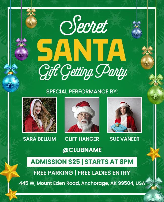 Secret Santa Gift Exchange Party Flyer Template