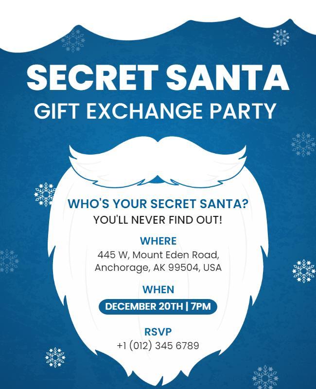 Playful Winter-Themed Secret Santa Gift Exchange Flyer Template