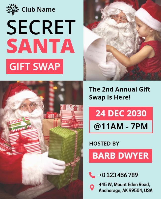 Secret Santa Gift Swap Event Flyer Template