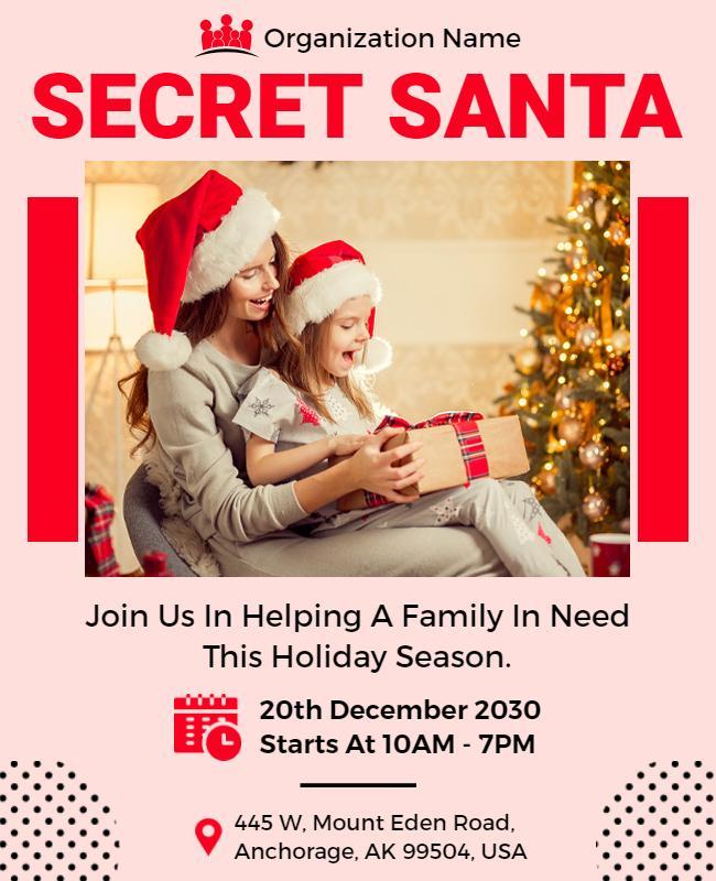 Secret Santa Holiday Charity Event Flyer Template