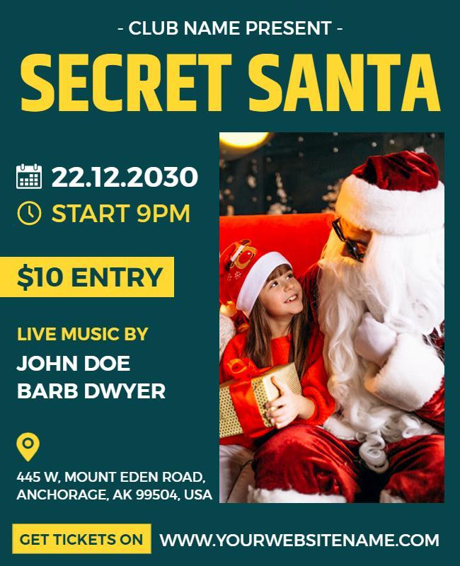 Secret Santa Holiday Event Flyer Template