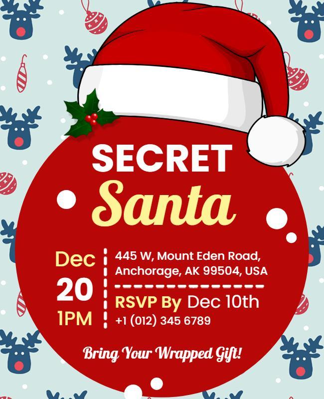 Festive Red Secret Santa Gift Exchange Flyer Template