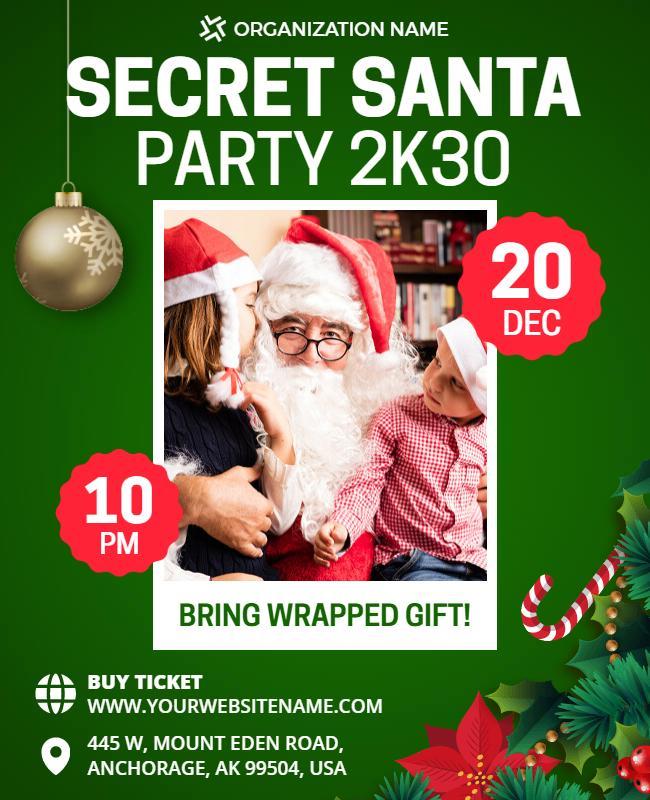 Secret Santa Holiday Party Event Flyer Template